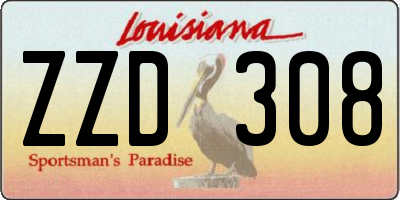 LA license plate ZZD308