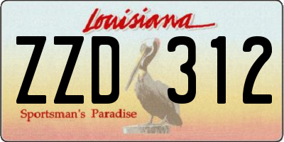 LA license plate ZZD312