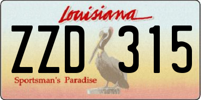 LA license plate ZZD315