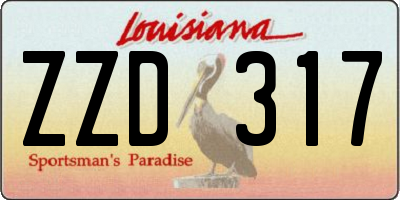 LA license plate ZZD317