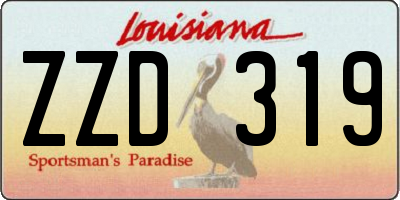 LA license plate ZZD319
