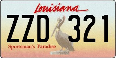 LA license plate ZZD321