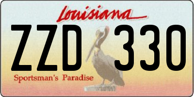 LA license plate ZZD330