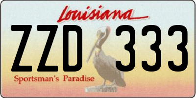 LA license plate ZZD333