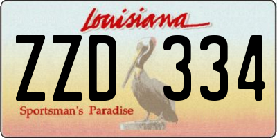 LA license plate ZZD334