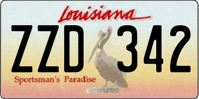 LA license plate ZZD342