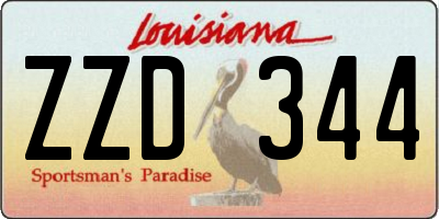 LA license plate ZZD344