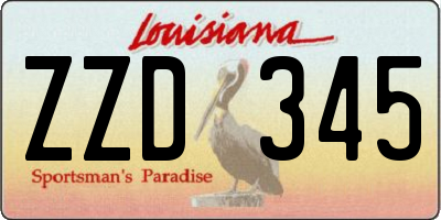 LA license plate ZZD345