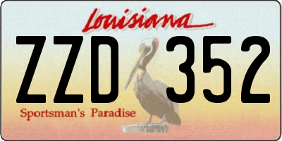 LA license plate ZZD352