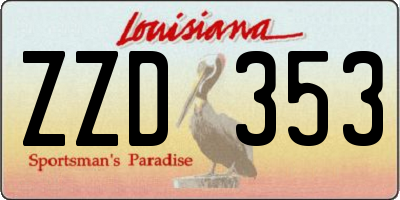 LA license plate ZZD353