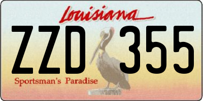 LA license plate ZZD355