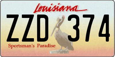 LA license plate ZZD374