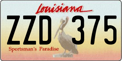 LA license plate ZZD375