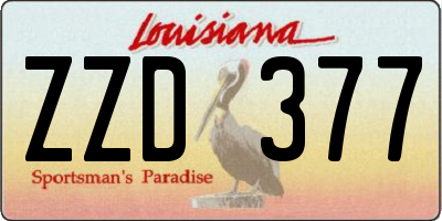 LA license plate ZZD377