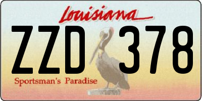 LA license plate ZZD378