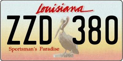 LA license plate ZZD380