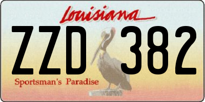 LA license plate ZZD382