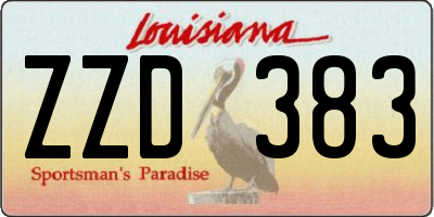 LA license plate ZZD383