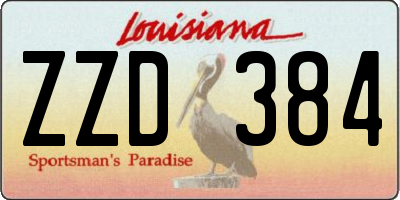 LA license plate ZZD384