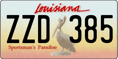 LA license plate ZZD385