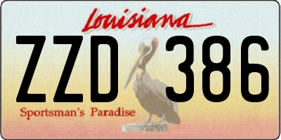 LA license plate ZZD386