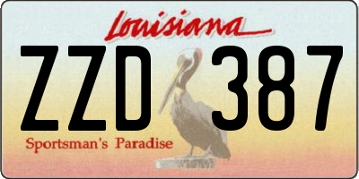 LA license plate ZZD387