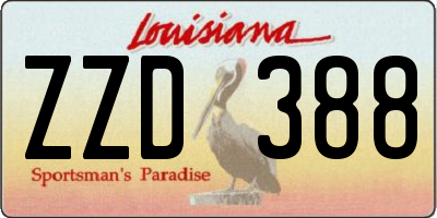 LA license plate ZZD388