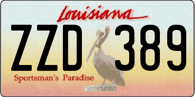 LA license plate ZZD389