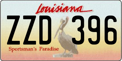 LA license plate ZZD396