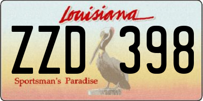 LA license plate ZZD398