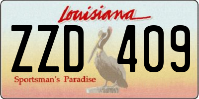 LA license plate ZZD409