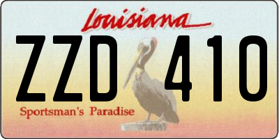 LA license plate ZZD410