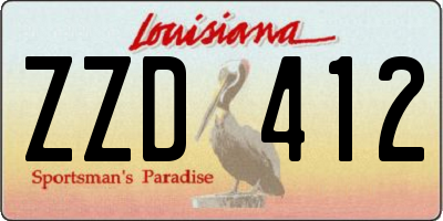 LA license plate ZZD412