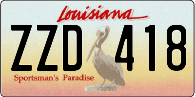 LA license plate ZZD418