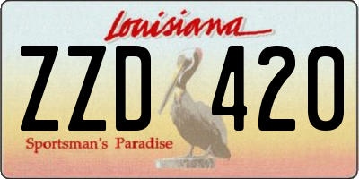 LA license plate ZZD420