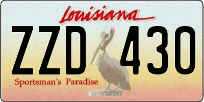 LA license plate ZZD430