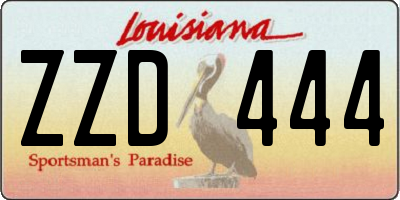 LA license plate ZZD444