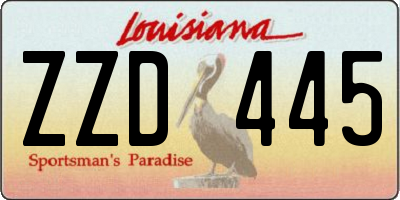 LA license plate ZZD445