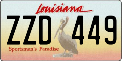 LA license plate ZZD449