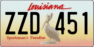 LA license plate ZZD451