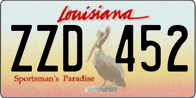 LA license plate ZZD452