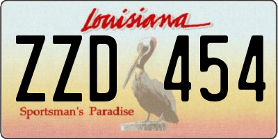 LA license plate ZZD454