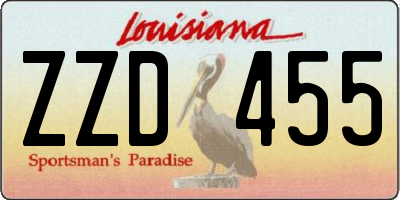 LA license plate ZZD455