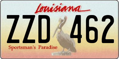 LA license plate ZZD462