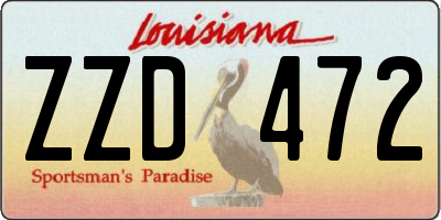 LA license plate ZZD472