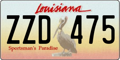 LA license plate ZZD475