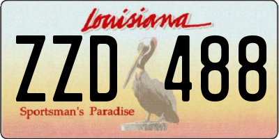 LA license plate ZZD488