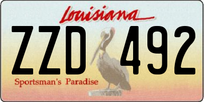 LA license plate ZZD492