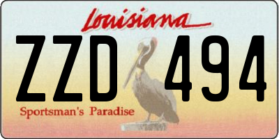 LA license plate ZZD494