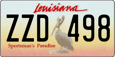 LA license plate ZZD498